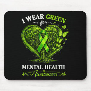 Wear Green Mental Health Ribbon Mental Health Mouse Mat