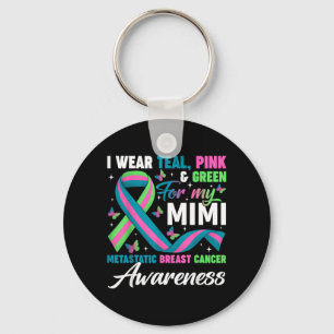 Wear Green Teal Pink for Mimi Metastatic Breast Key Ring