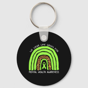 Wear Lime Green Rainbow For Mental Health Awarenes Key Ring