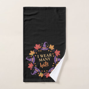 Wear Many Hats Funny Halloween Witch Hand Towel