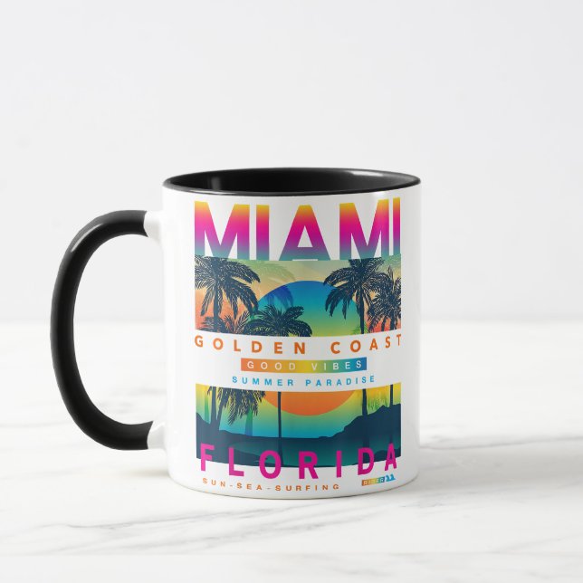 Wear Miami Florida T shirts Miami Colourful Sunris Mug (Left)