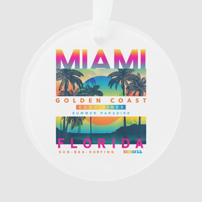 Wear Miami Florida T shirts Miami Colourful Sunris Ornament (Front)