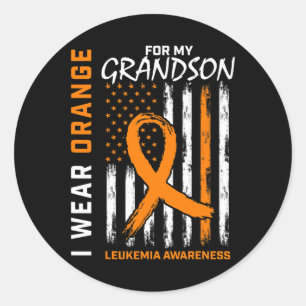Wear Orange For Grandson Leukaemia Awareness Ameri Classic Round Sticker