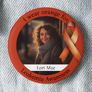 Wear Orange for Leukaemia Awareness Photo 6 Cm Round Badge