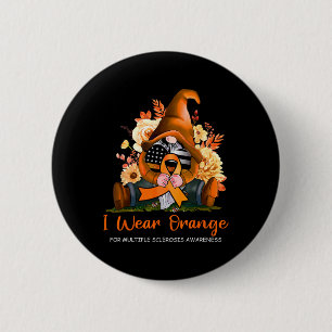 Wear Orange For Multiple Sclerosis Awareness Gnome 6 Cm Round Badge