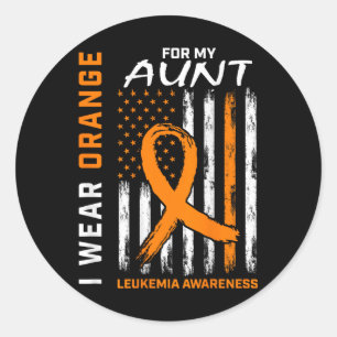 Wear Orange For My Aunt Leukaemia Awareness Americ Classic Round Sticker