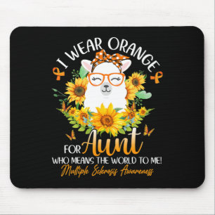 Wear Orange For My Aunt Ms Awareness Llama Sunflow Mouse Mat