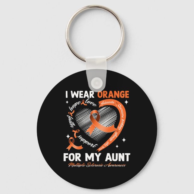 Wear Orange For My Aunt Multiple Sclerosis Awarene Key Ring (Front)