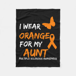 Wear Orange For My Aunt Multiple Sclerosis Ribbon Fleece Blanket