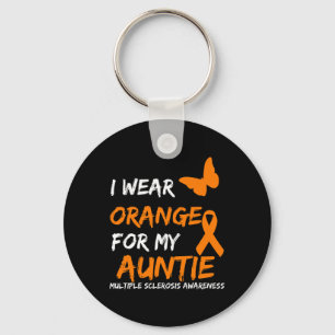 Wear Orange For My Auntie Multiple Sclerosis Ribbo Key Ring