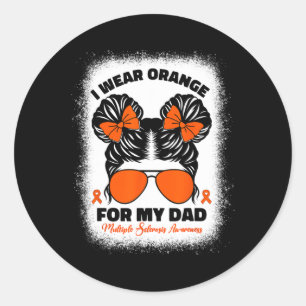 Wear Orange For My Dad Ms Multiple Sclerosis Kids  Classic Round Sticker
