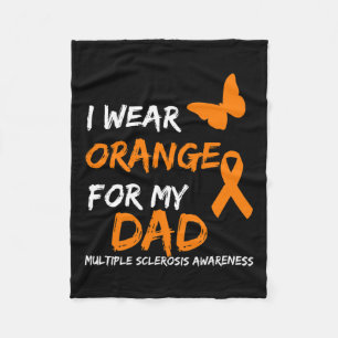 Wear Orange For My Dad Multiple Sclerosis Ribbon Fleece Blanket