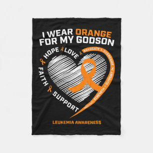 Wear Orange For My Godson Leukaemia Cancer Awarene Fleece Blanket