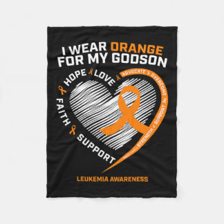 Wear Orange For My Godson Leukaemia Cancer Awarene Fleece Blanket