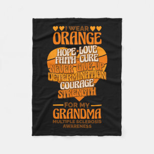 Wear Orange For My Grandma Multiple Sclerosis Awar Fleece Blanket
