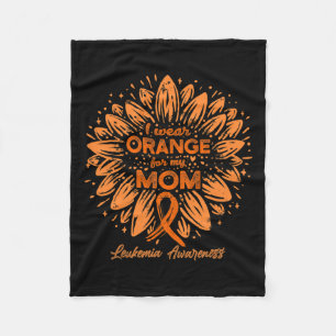 Wear Orange For My Mum Orange Sunflower Leukaemia Fleece Blanket