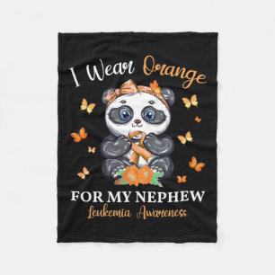 Wear Orange For My Nephew Leukaemia Awareness Pand Fleece Blanket