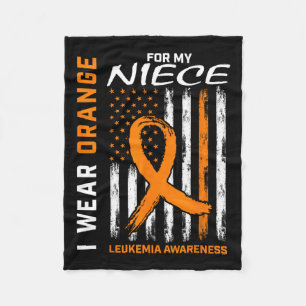 Wear Orange For My Niece Leukaemia Awareness Ameri Fleece Blanket