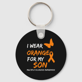 Wear Orange For My Son Multiple Sclerosis Ribbon  Key Ring