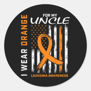 Wear Orange For My Uncle Leukaemia Awareness Ameri Classic Round Sticker