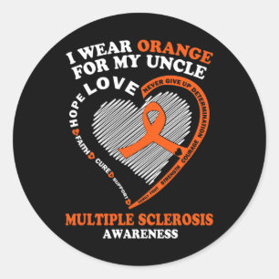 Wear Orange For My Uncle Multiple Sclerosis Awaren Classic Round Sticker
