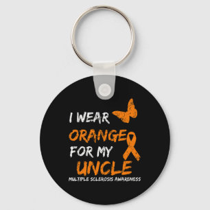 Wear Orange For My Uncle Multiple Sclerosis Ribbon Key Ring
