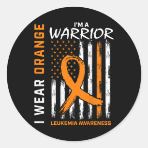 Wear Orange I'm A Warrior Leukaemia Awareness Amer Classic Round Sticker