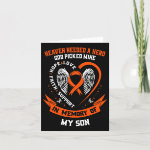 Wear Orange In Memory Of My Son Leukaemia Awarenes Card