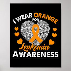 Wear Orange Leukaemia Cancer Awareness Ribbon Poster