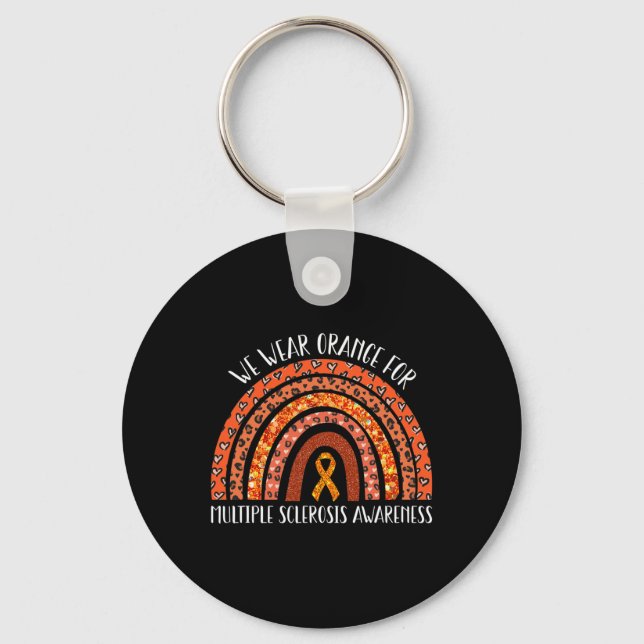 Wear Orange Ms Rainbow Multiple Sclerosis Awarenes Key Ring (Front)