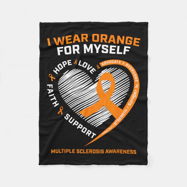 Wear Orange Myself Multiple Sclerosis Awareness Ms Fleece Blanket (Front)