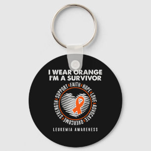 Wear Orange Ribbon Survivor Leukaemia Blood Cancer Key Ring