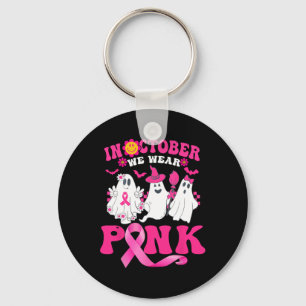 Wear Pink Breast Cancer Warrior Cute Ghost Hallowe Key Ring