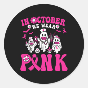 Wear Pink Breast Cancer Warrior Ghost Paramedic Nu Classic Round Sticker