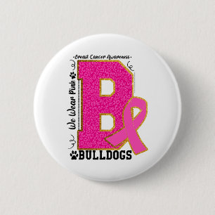 Wear Pink Bulldogs Breast Cancer Awareness Bulldog 6 Cm Round Badge