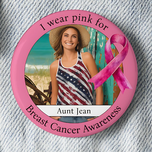 Wear Pink for Breast Cancer Awareness Photo 6 Cm Round Badge (Creator Uploaded)