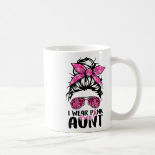 Wear Pink For My Aunt Messy Bun Breast Cancer Awar Coffee Mug