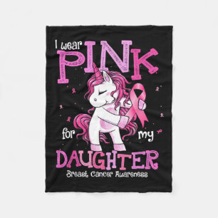 Wear Pink For My Daughter Shirt Breast Cancer Awar Fleece Blanket