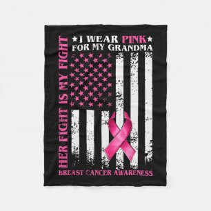 Wear Pink For My Grandma Breast Cancer Mum America Fleece Blanket