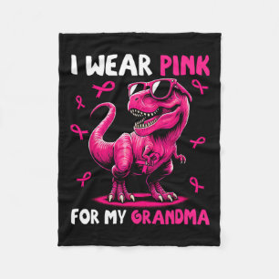 Wear Pink For My Grandma T-rex Dinosaur Breast Can Fleece Blanket