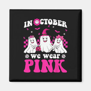 Wear Pink Groovy Ghost Halloween Breast Cancer Awa Magnet