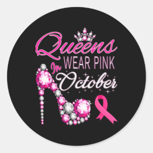 Wear Pink In October Breast Cancer Awareness Women Classic Round Sticker