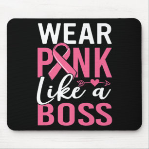 Wear Pink Like A Boss Breast Cancer Awareness Girl Mouse Mat