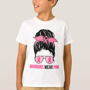 Wear Pink Messy Bun Mum Breast Cancer Awareness  T-Shirt