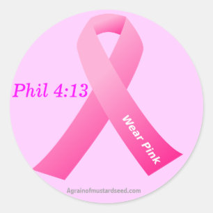 Wear Pink Philippians 4:13 Classic Round Sticker