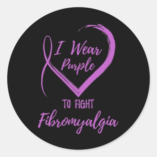 Wear Purple Against Fibromyalgia  Classic Round Sticker (Front)