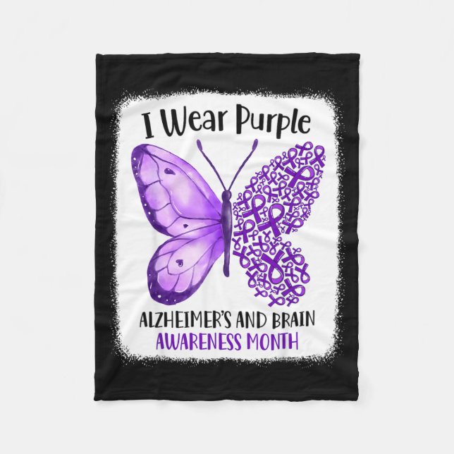Wear purple alzheimer's and brain awareness month fleece blanket (Front)