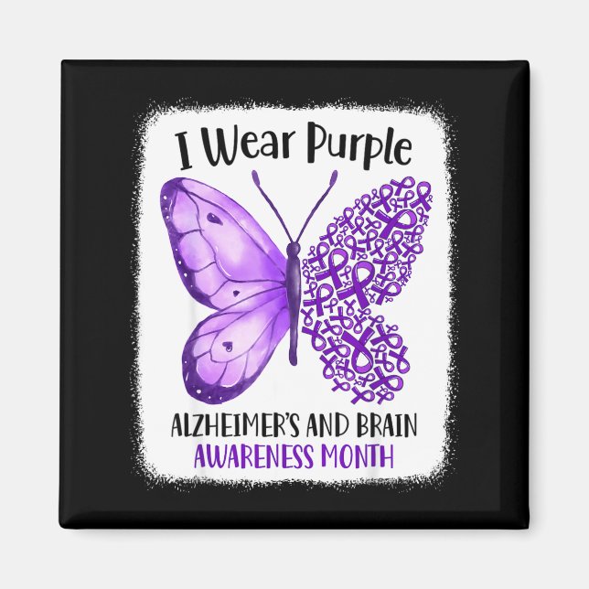 Wear purple alzheimer's and brain awareness month magnet (Front)