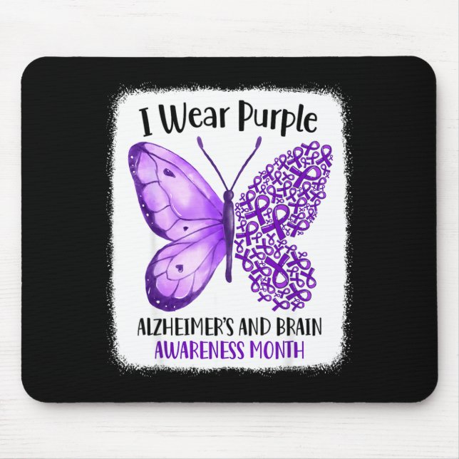 Wear purple alzheimer's and brain awareness month mouse mat (Front)