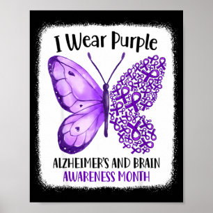 Wear purple alzheimer's and brain awareness month poster